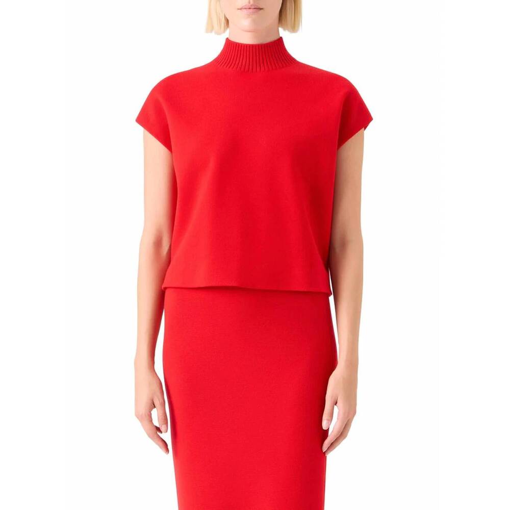 NEW AKRIS PUNTO milano knit sweater in bright red